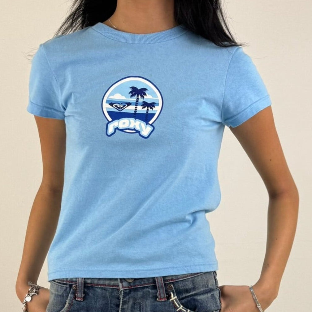 Vintage Y2K Roxy T-Shirt - Women's Blue (M)