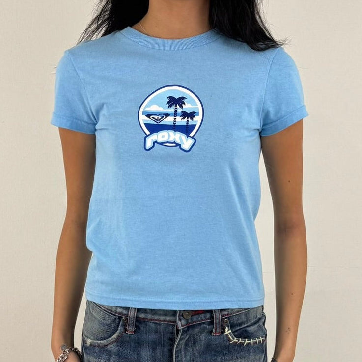 Vintage Y2K Roxy T-Shirt - Women's Blue (M)