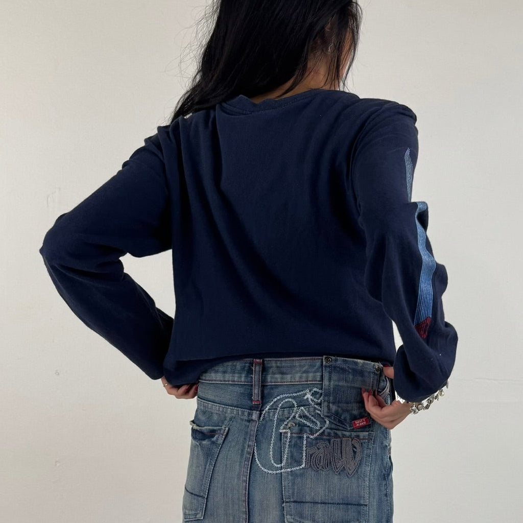 Vintage Y2K Roxy Long Sleeve T-Shirt - Women's Navy (M/L)