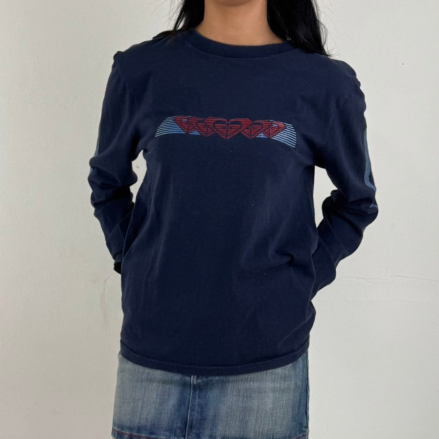 Vintage Y2K Roxy Long Sleeve T-Shirt - Women's Navy (M/L)