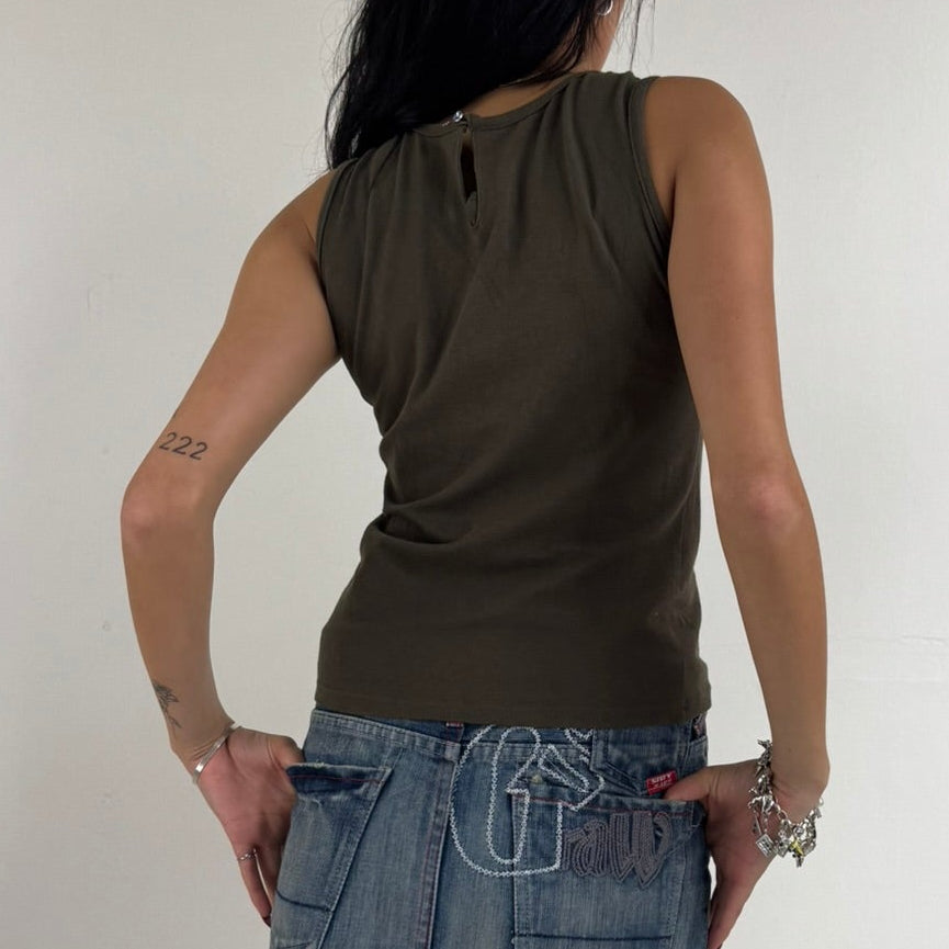 Vintage Rhinestone Singlet top - Women's Brown (M)
