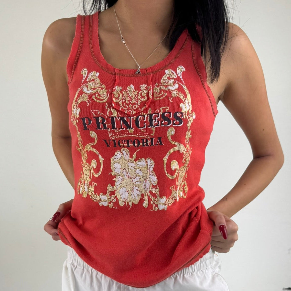 Vintage Y2K Princess Victoria Singlet - Women's Orange (M)
