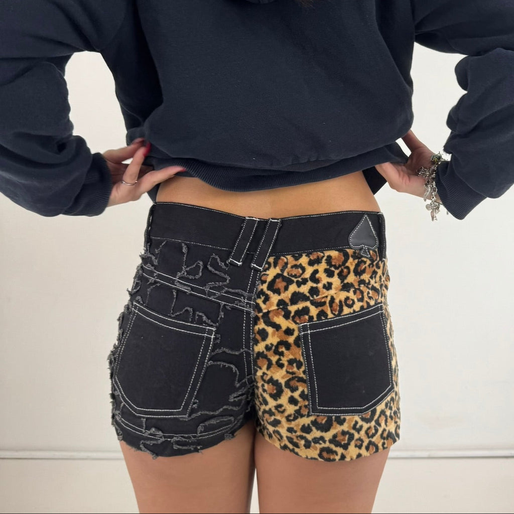 Vintage Y2K Hell Cat Punks Mini Shorts - Women's Leapord (S)