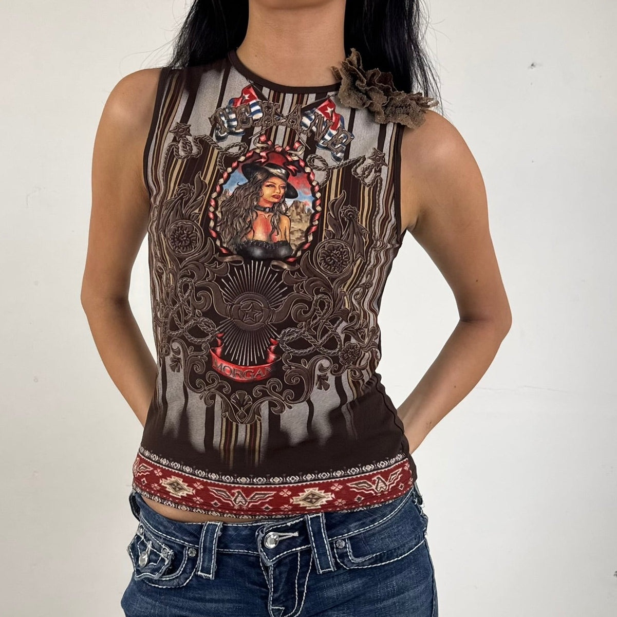 Vintage Y2K Morgan Texas Top - Women's Brown (M)