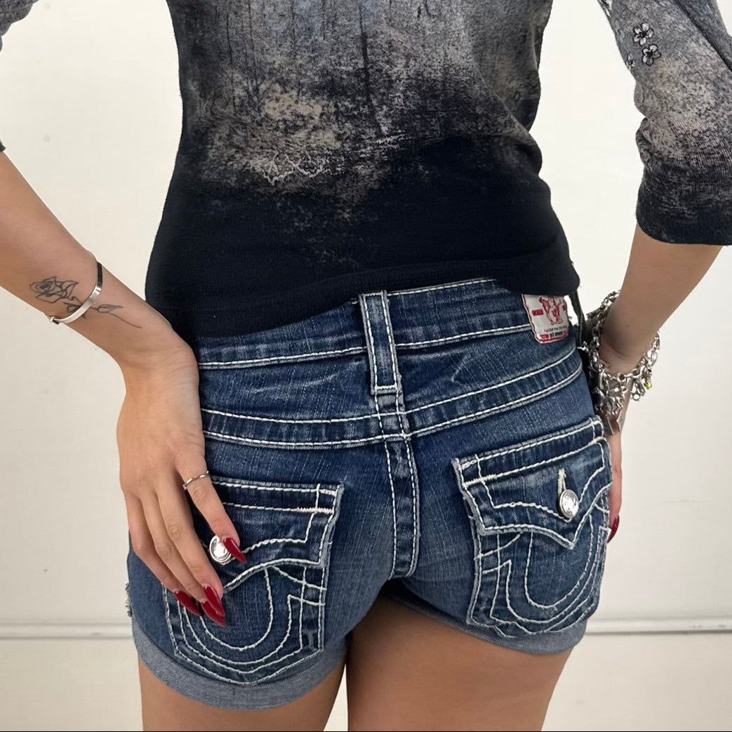 Vintage Y2K True Religion Mini Shorts - Women's Denim (25)