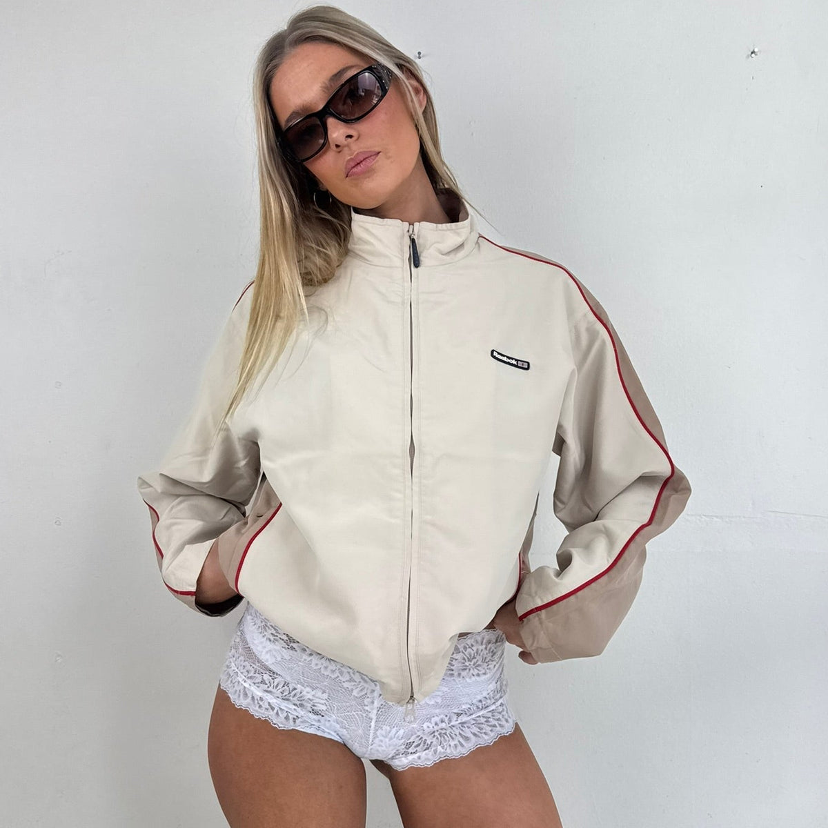 Vintage Reebok Spray Jacket - Women's Beige (L)