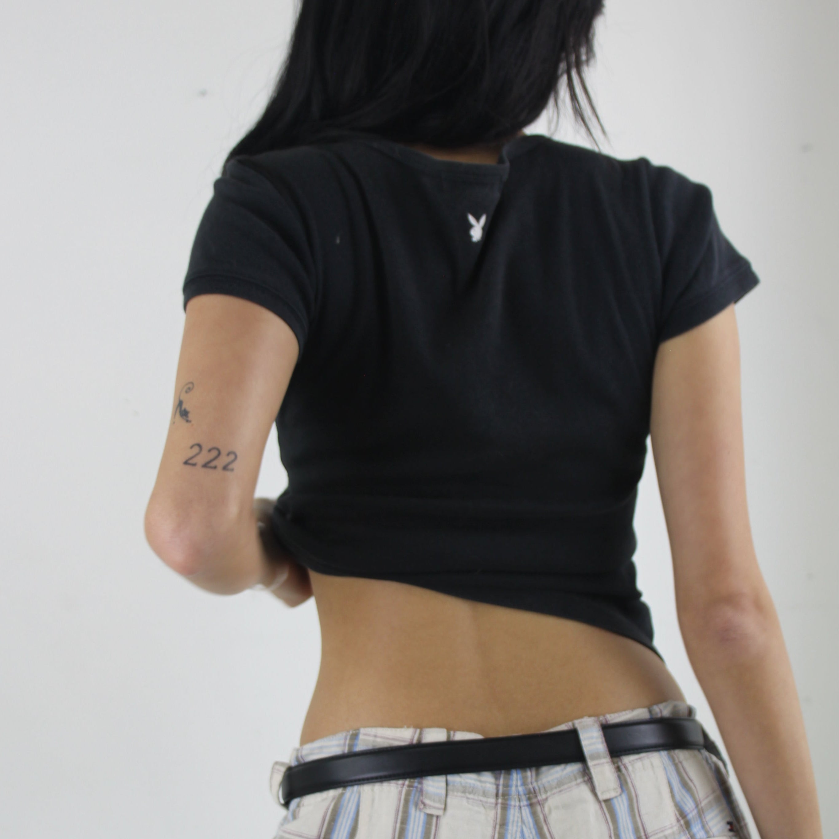 Vintage Y2K Playboy T-Shirt - Women's Black (M/L)