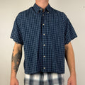 Wrangler Cropped Button Up Shirt - Men's Blue (M)