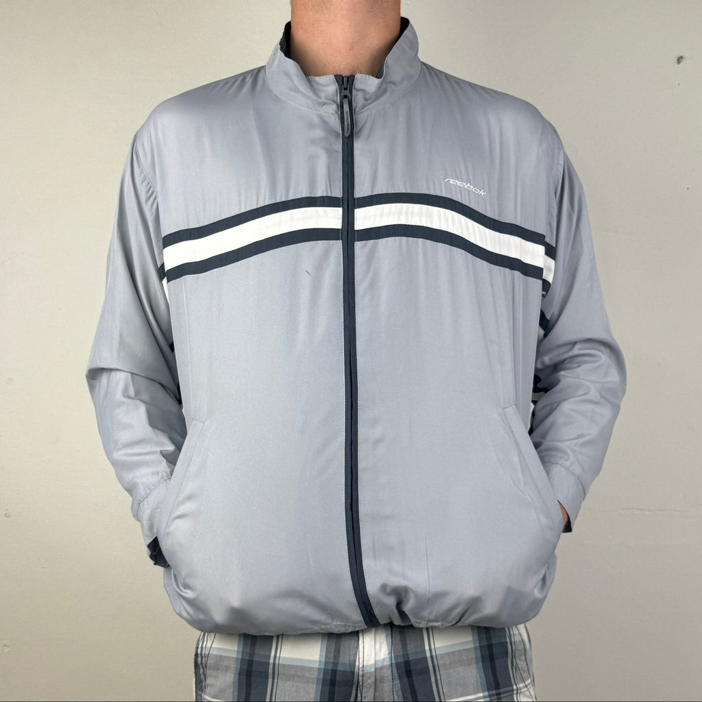 Vintage Reebok Spray Jacket - Men's Grey (L)