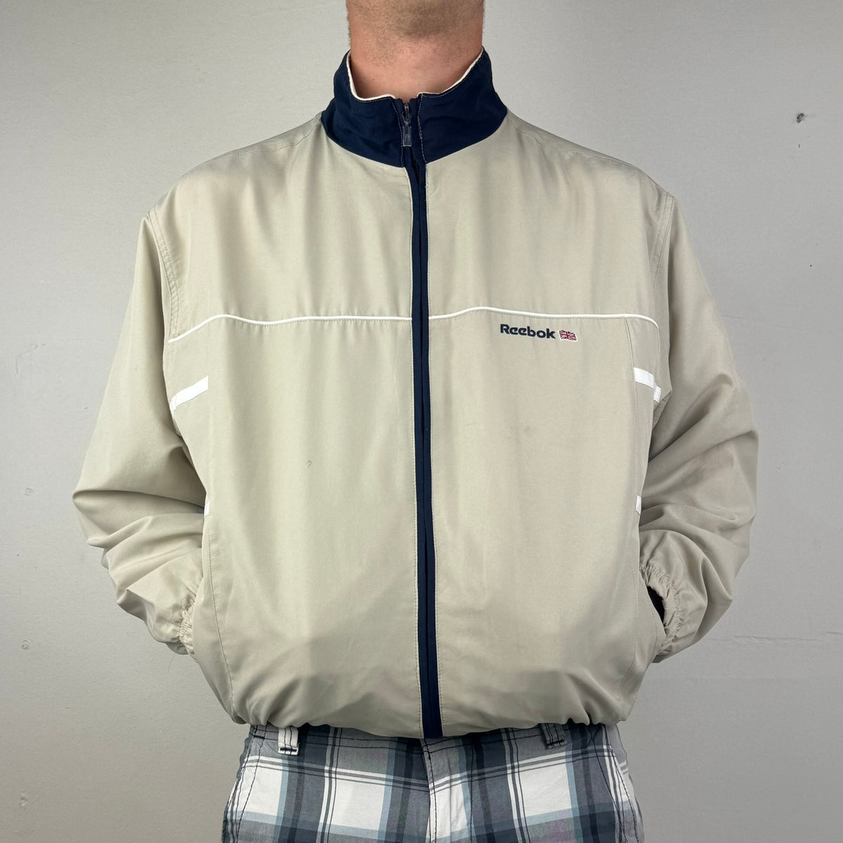 Vintage Reebok Spray Jacket - Men's Beige (M)