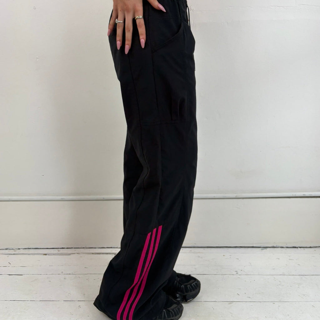 Y2K Adidas Track Pants - Women's Black & Pink (L)