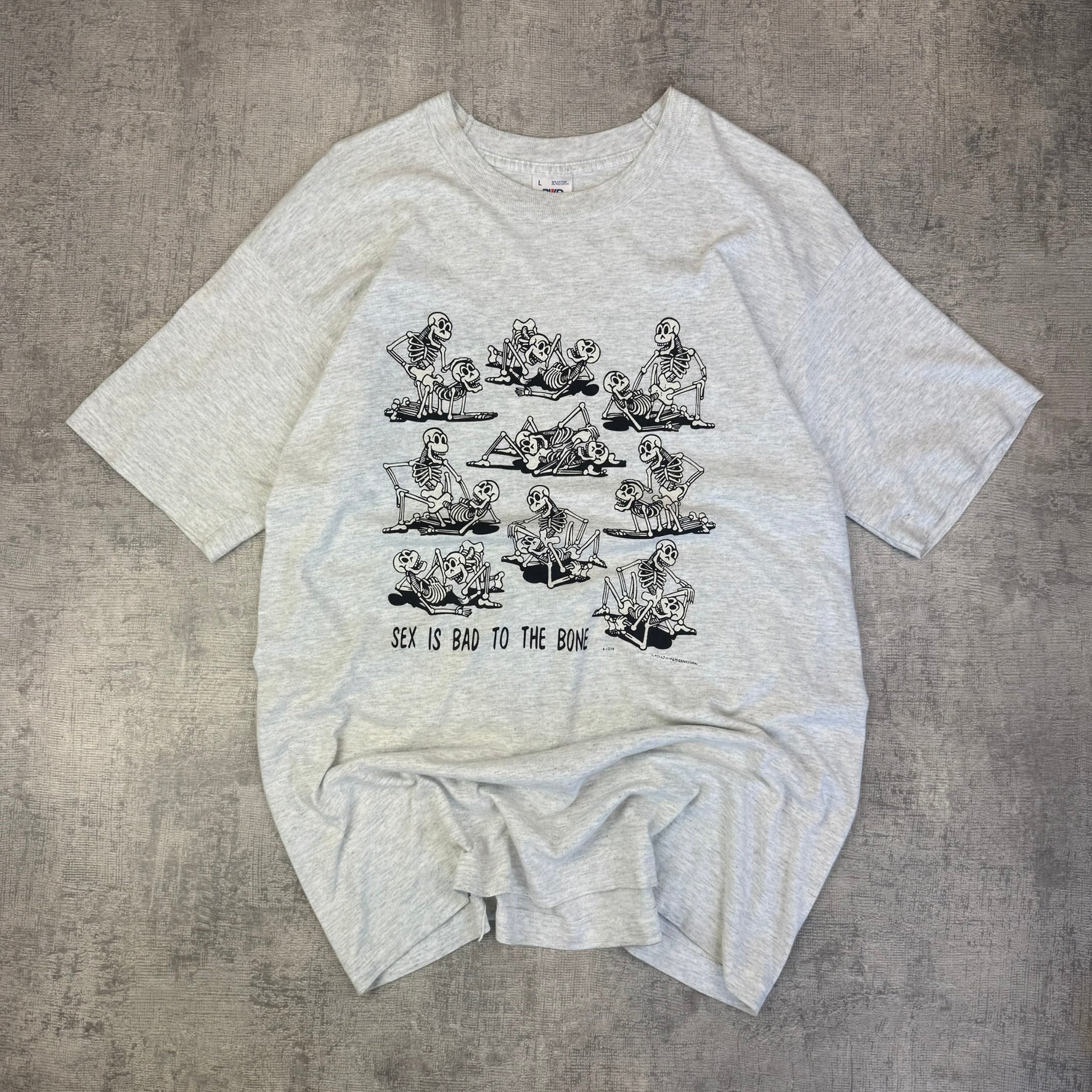 Vintage 90's Skull Sex T-Shirt - Men's Grey (L)