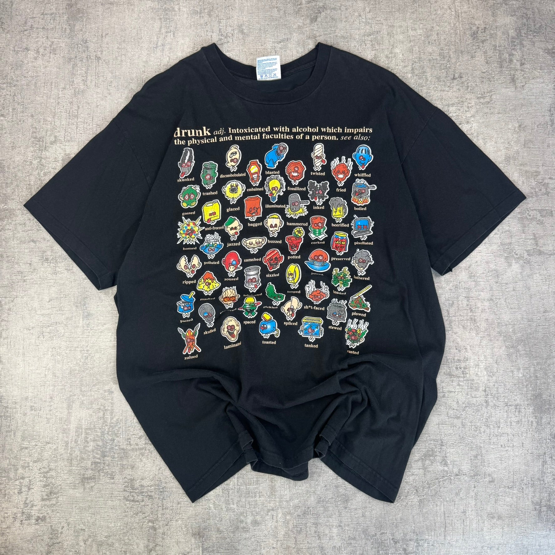 Vintage 90's Drunk Degenerate T-Shirt - Men's Black (XL)
