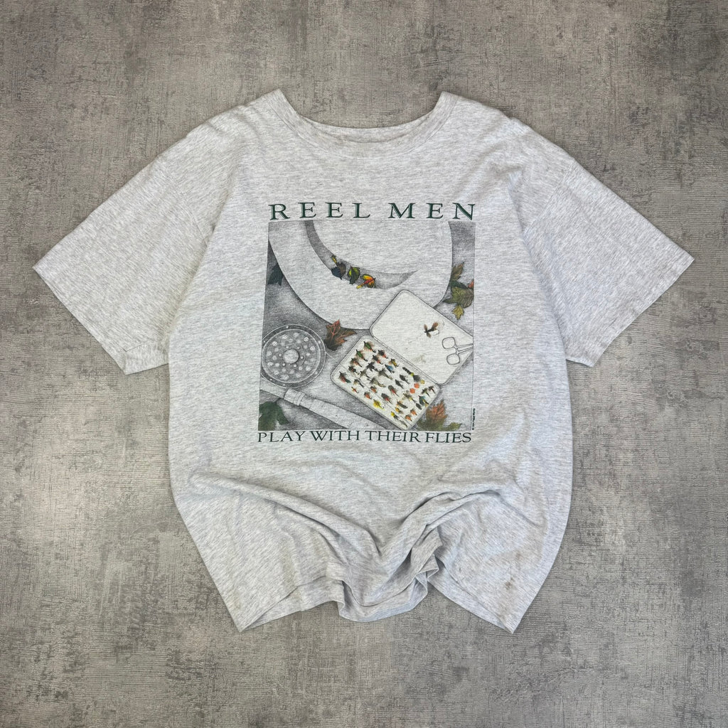 Vintage 90'S Fishing T-Shirt - Men's Grey (L)