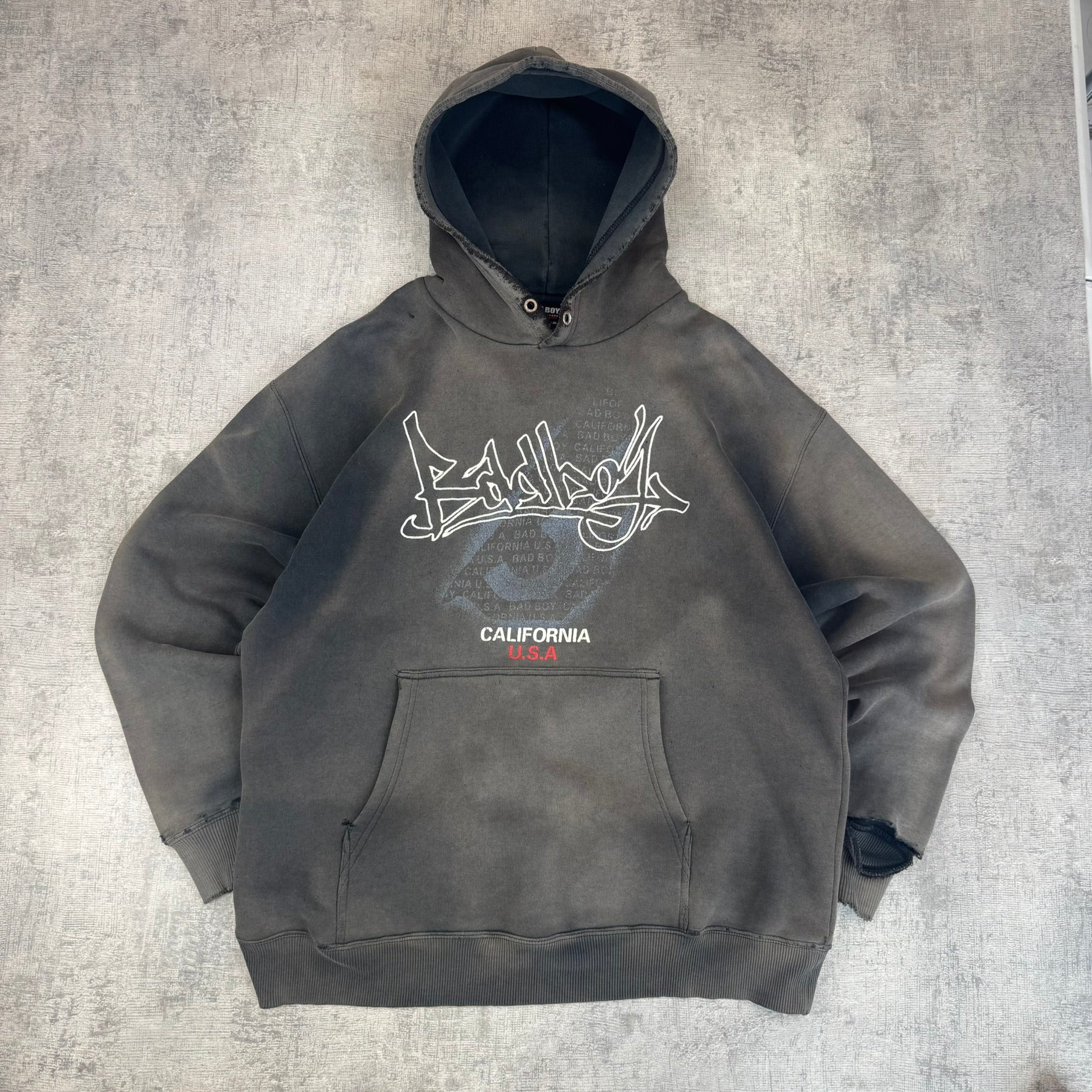 Vintage Bad Boy Fader Hoodie - Men's Grey (L)