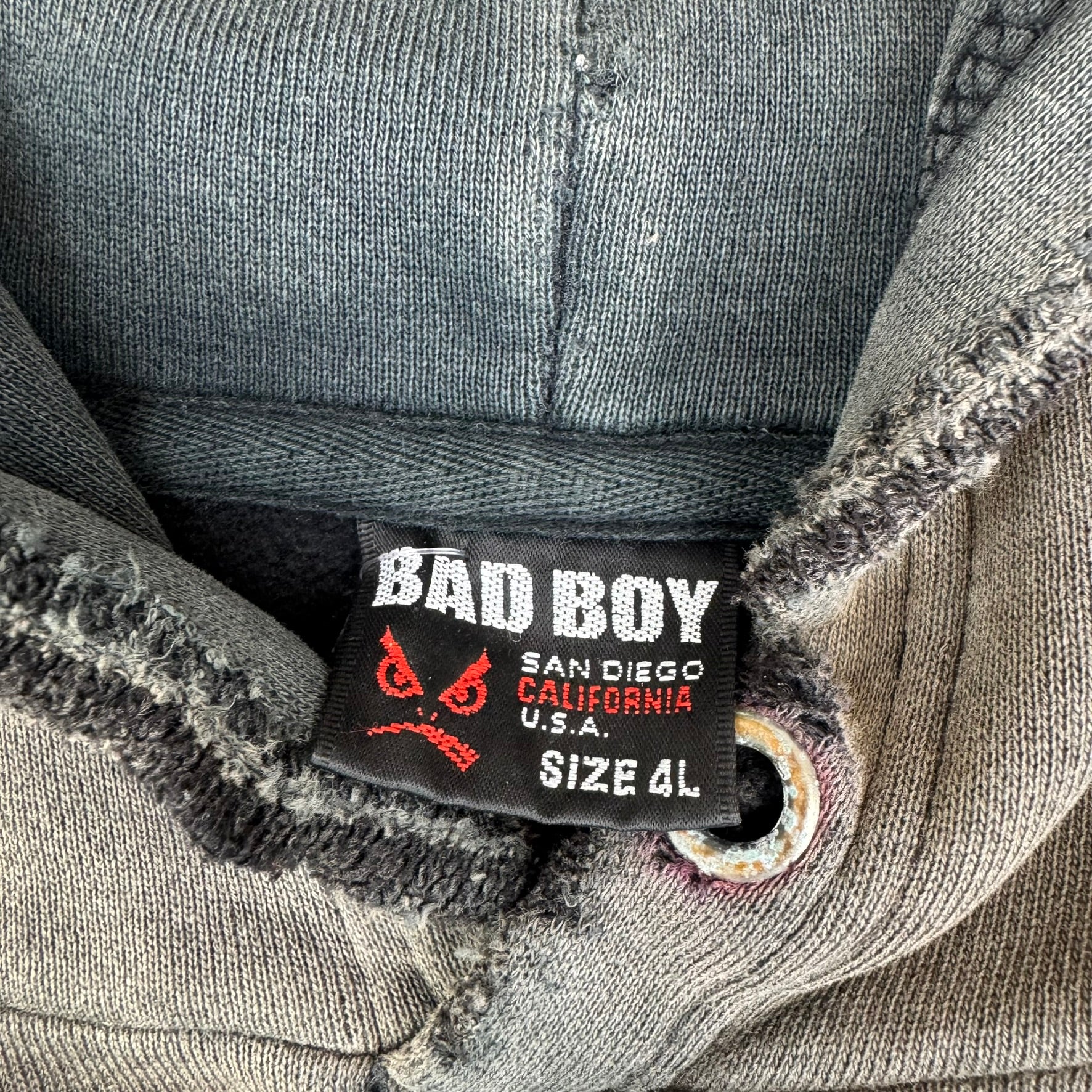Vintage Bad Boy Fader Hoodie - Men's Grey (L)