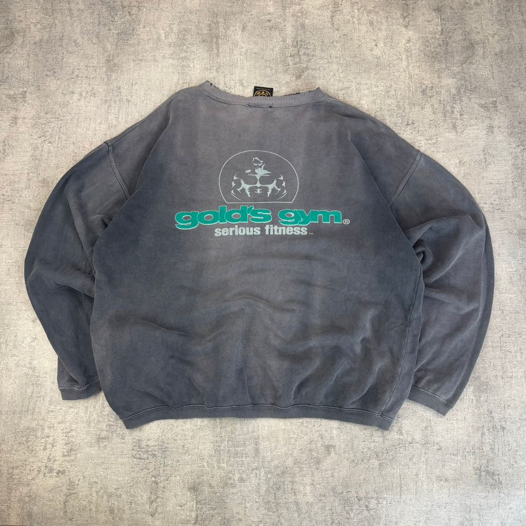 Vintage Gold's Gym Crewneck Fader - Men's Grey (M)